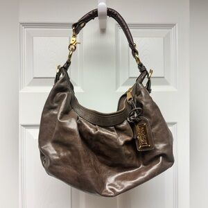 Badgley Mischka Brown Leather Hobo Shoulder Bag w/ Strap
